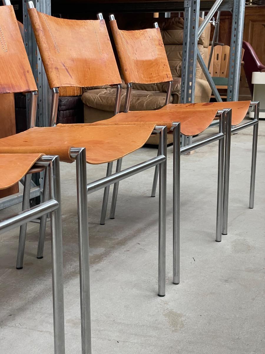 Set 4x SE06 Dining chairs in Cognac leather by Martin Visser voor ‘t Spectrum