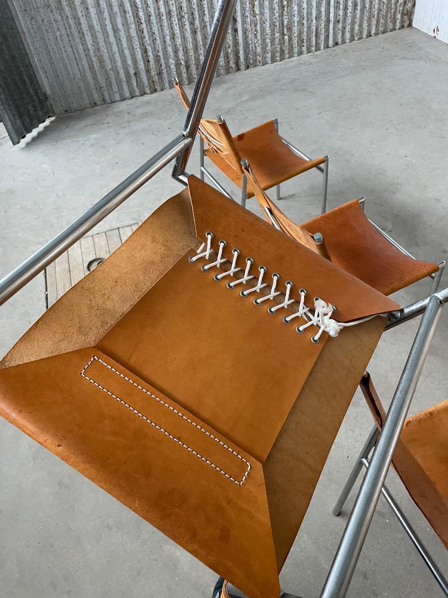 Set 4x SE06 Dining chairs in Cognac leather by Martin Visser voor ‘t Spectrum