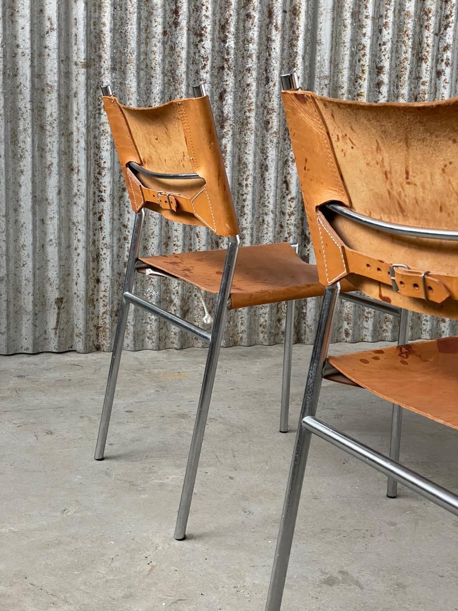 Set 4x SE06 Dining chairs in Cognac leather by Martin Visser voor ‘t Spectrum