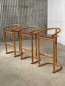 Set of 3 bar stools, Allmilmö 1980s design 