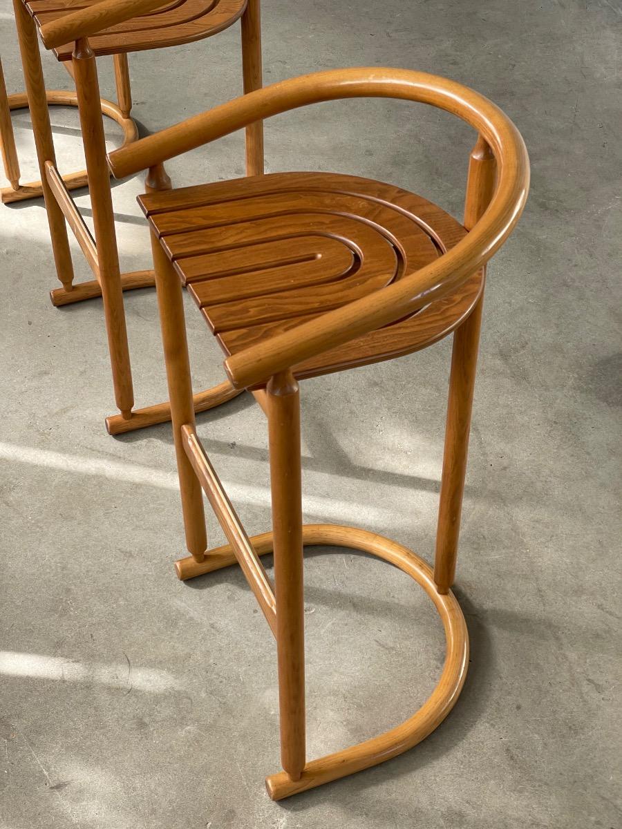 Set of 3 bar stools, Allmilmö 1980s design 