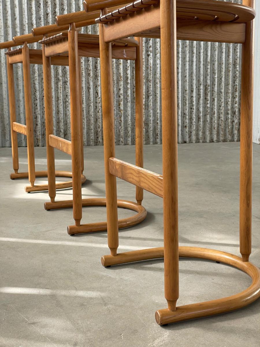 Set of 3 bar stools, Allmilmö 1980s design 