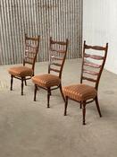 Set of 3 oak rustic ladderback dining chairs