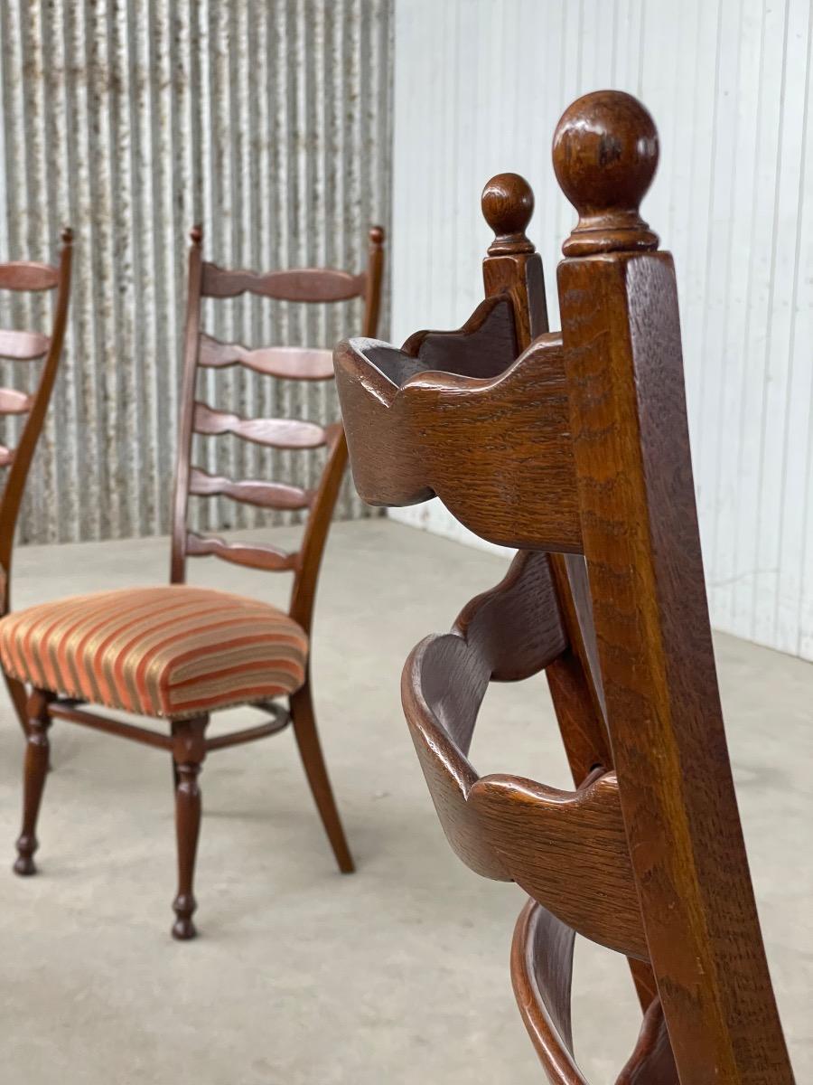 Set of 3 oak rustic ladderback dining chairs