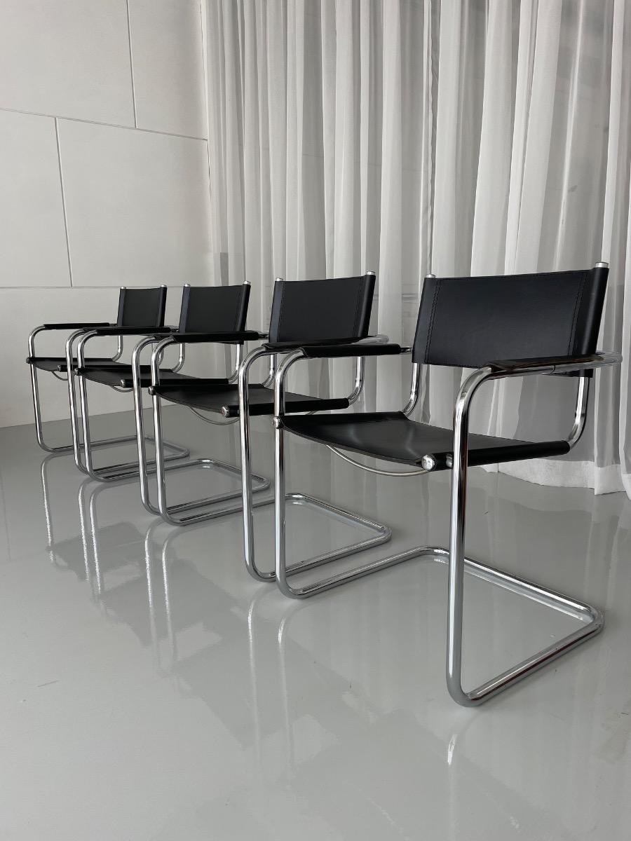 Set of 4 vintage dining chairs model S34 Mart Stam, Italy 1980s