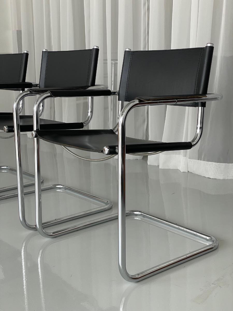 Set of 4 vintage dining chairs model S34 Mart Stam, Italy 1980s