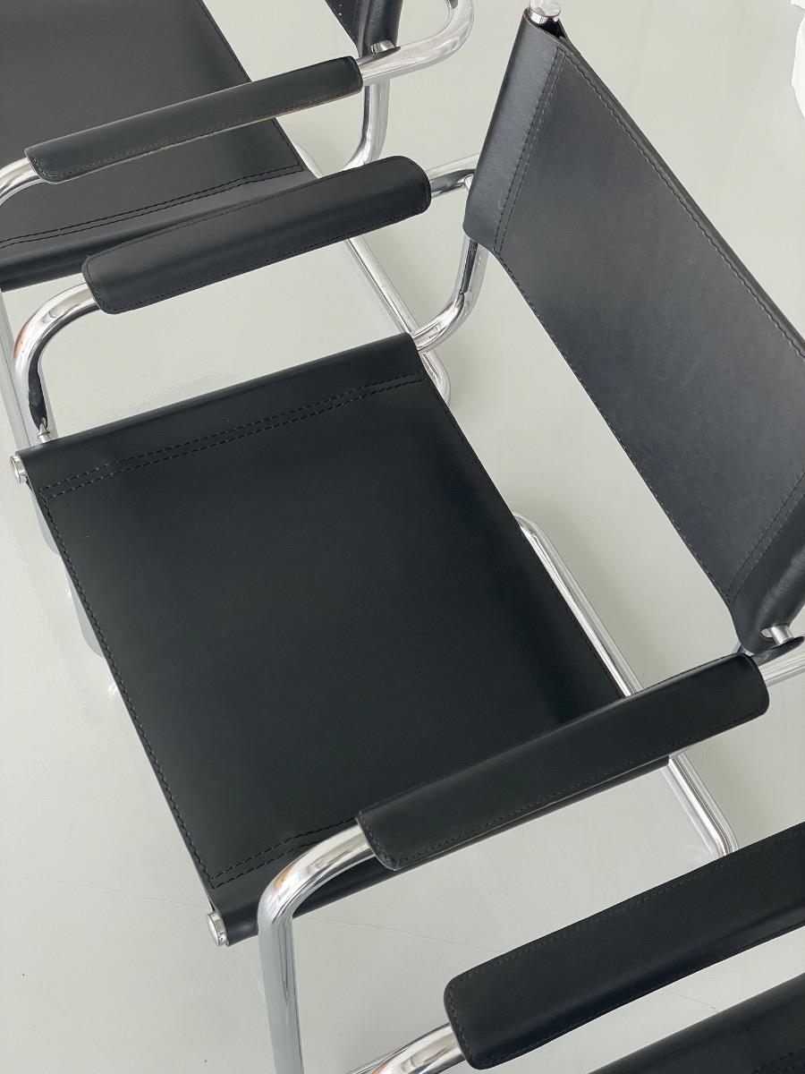 Set of 4 vintage dining chairs model S34 Mart Stam, Italy 1980s