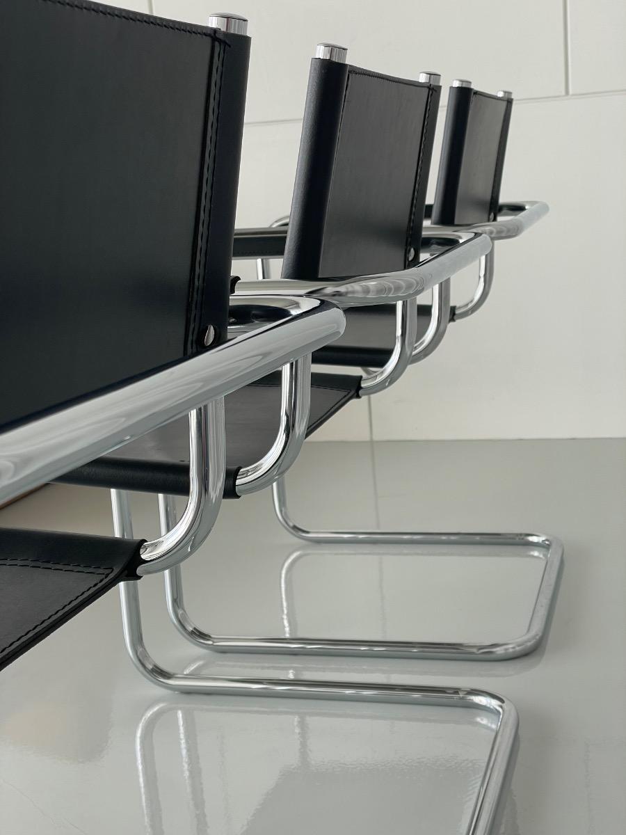 Set of 4 vintage dining chairs model S34 Mart Stam, Italy 1980s