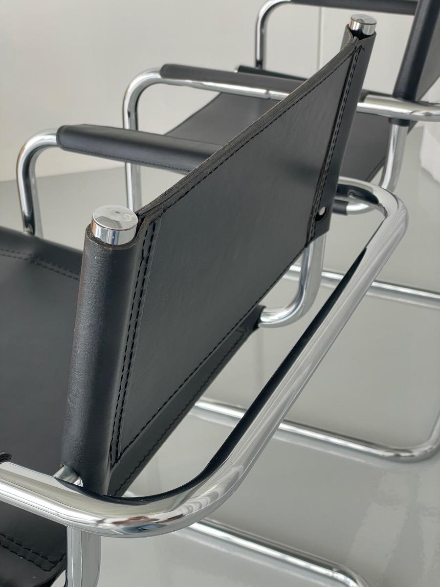 Set of 4 vintage dining chairs model S34 Mart Stam, Italy 1980s