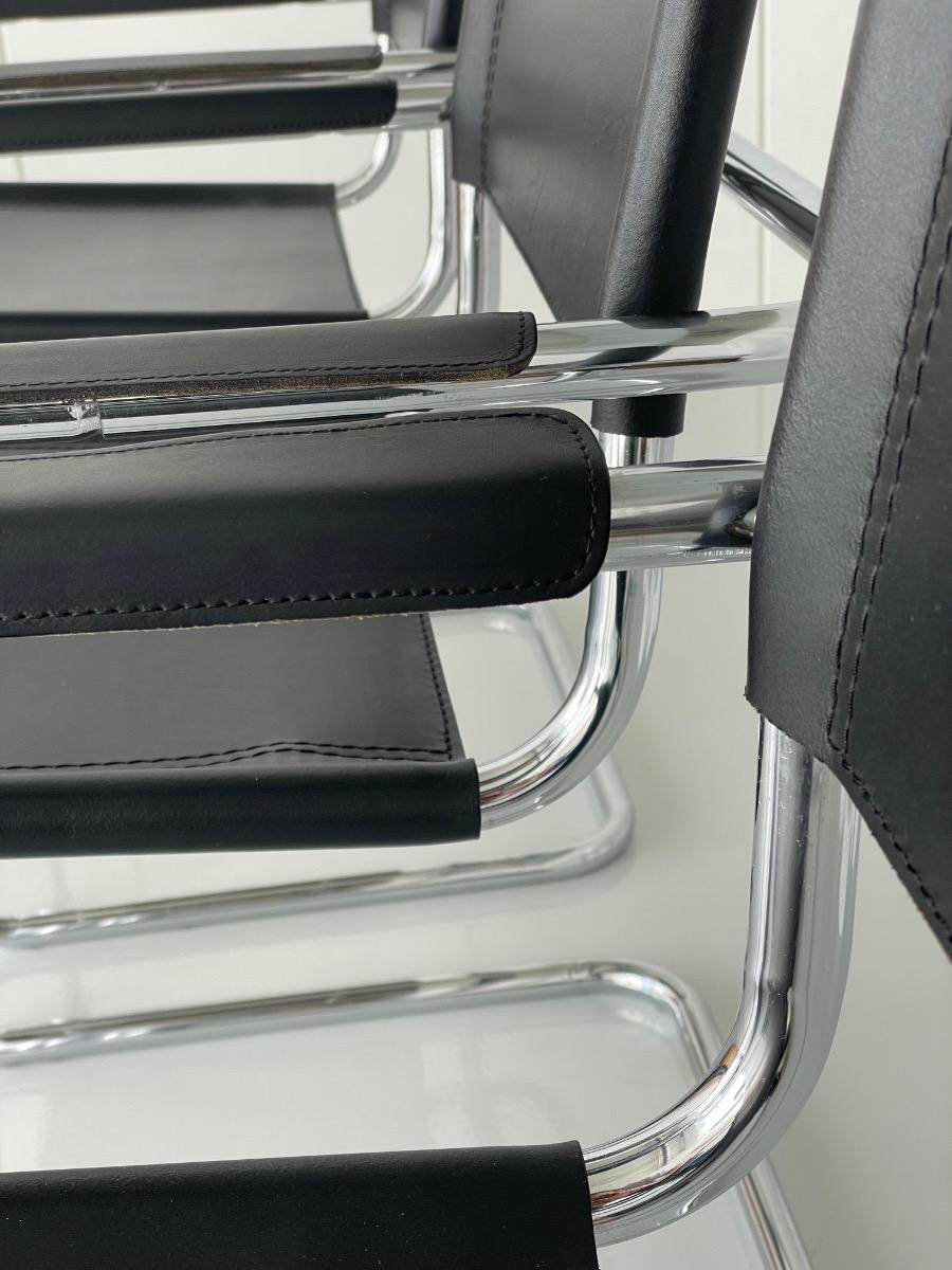 Set of 4 vintage dining chairs model S34 Mart Stam, Italy 1980s