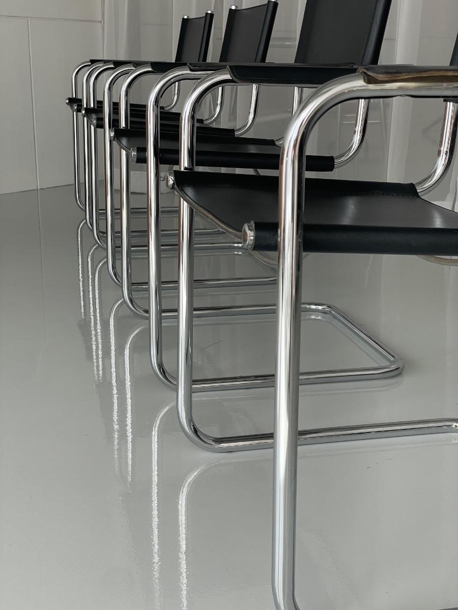 Set of 4 vintage dining chairs model S34 Mart Stam, Italy 1980s