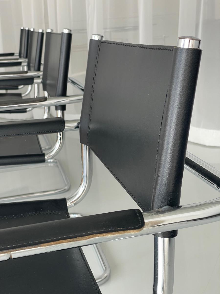 Set of 4 vintage dining chairs model S34 Mart Stam, Italy 1980s