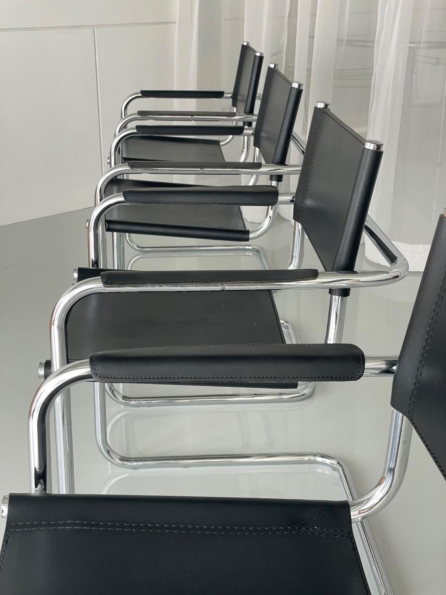 Set of 4 vintage dining chairs model S34 Mart Stam, Italy 1980s