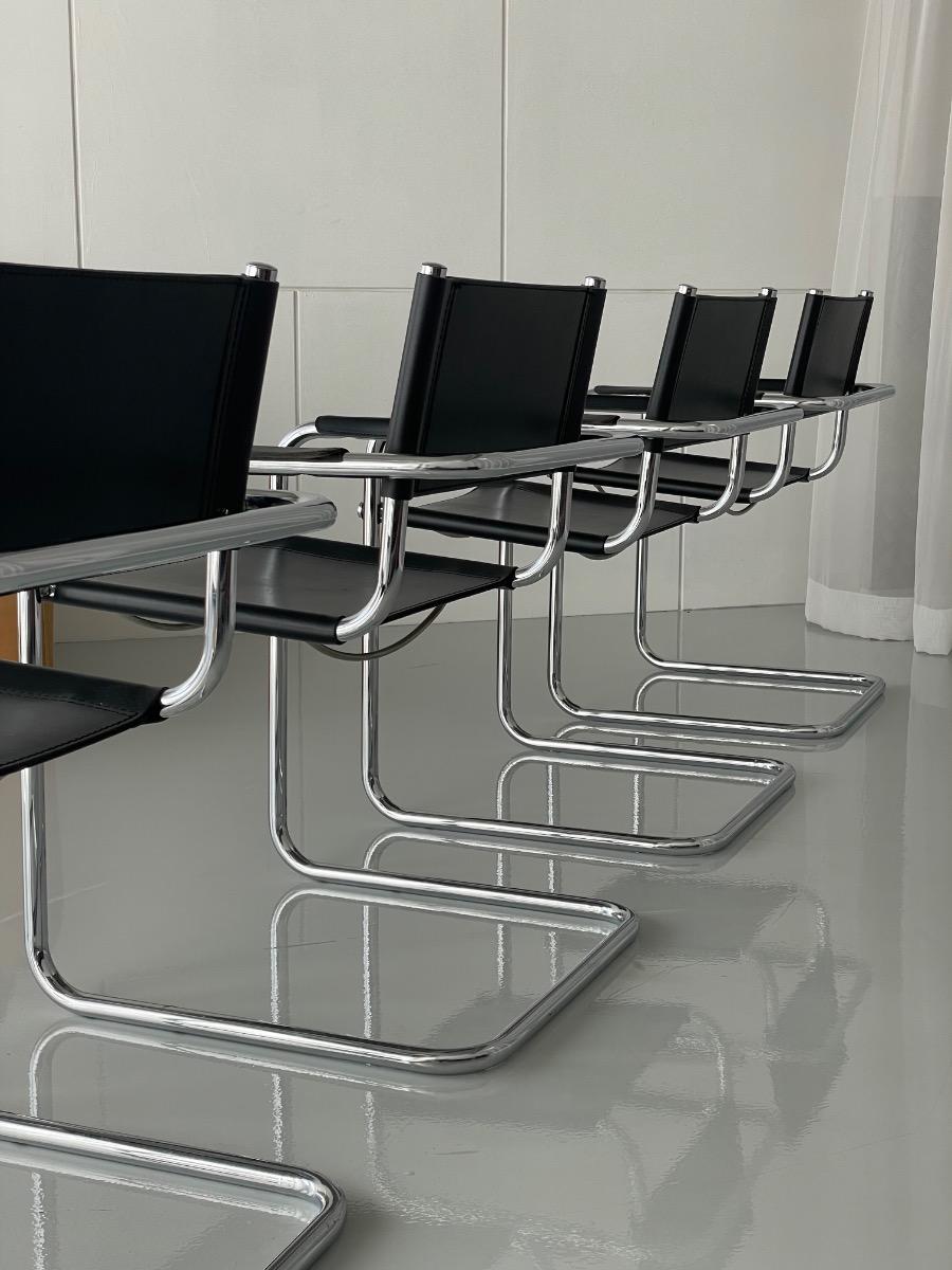 Set of 4 vintage dining chairs model S34 Mart Stam, Italy 1980s