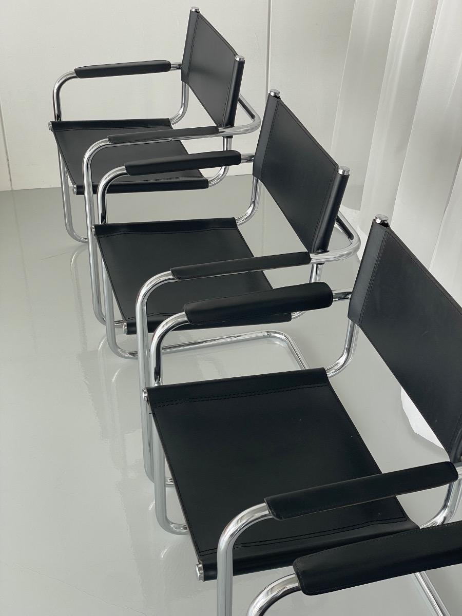 Set of 4 vintage dining chairs model S34 Mart Stam, Italy 1980s