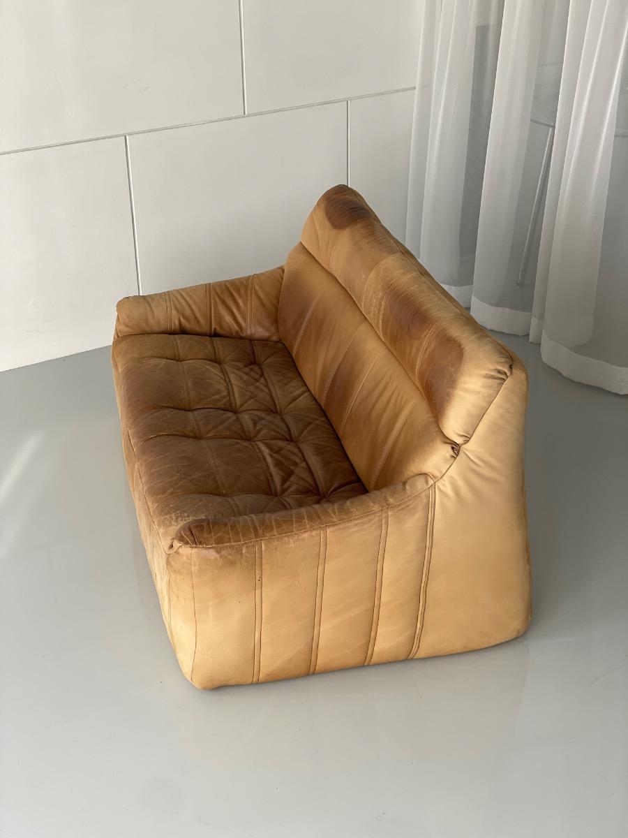 Vintage 2-seat sofa Rolf Benz in Cognac Leather, 1960s - 1st edition