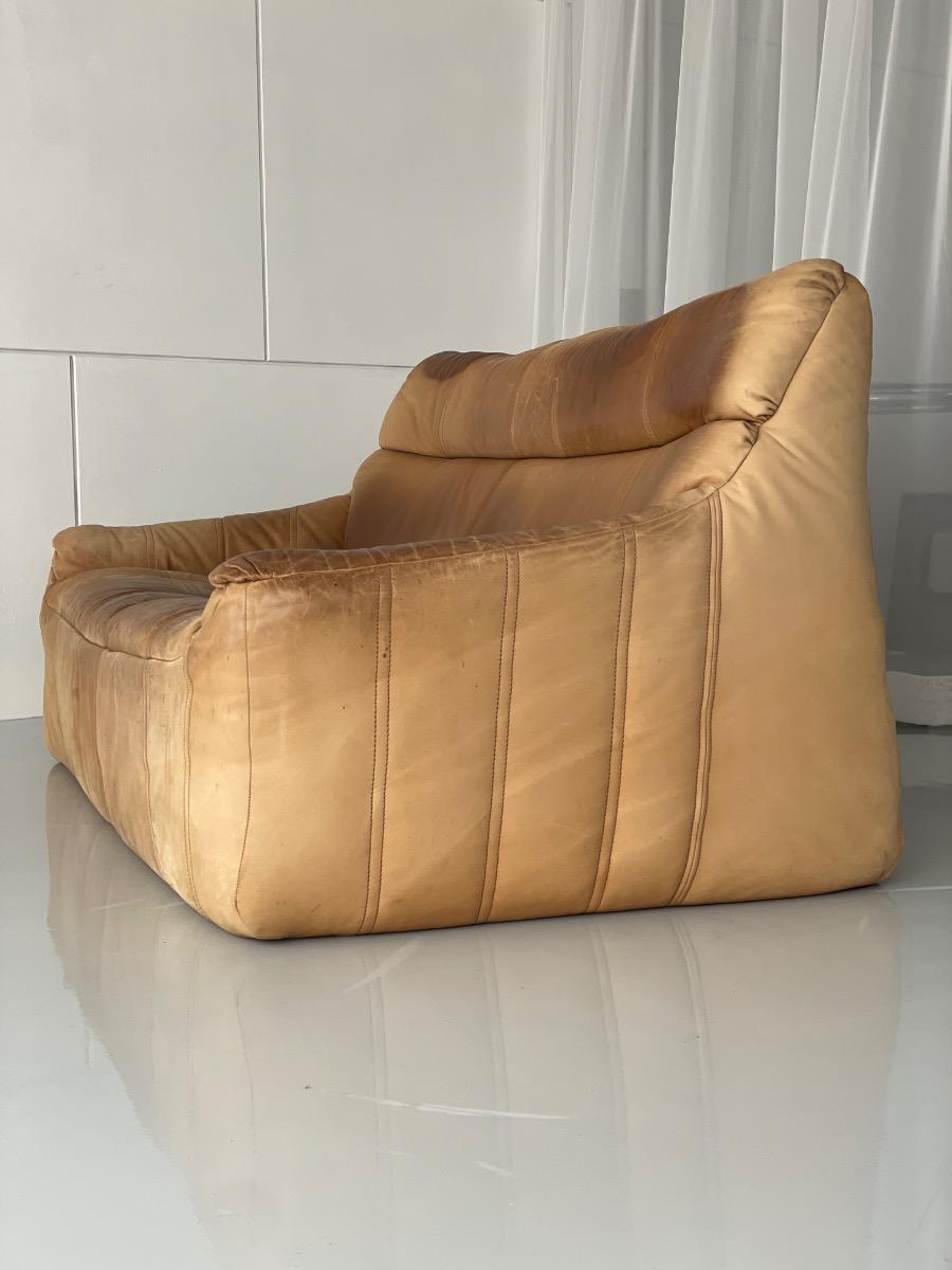 Vintage 2-seat sofa Rolf Benz in Cognac Leather, 1960s - 1st edition