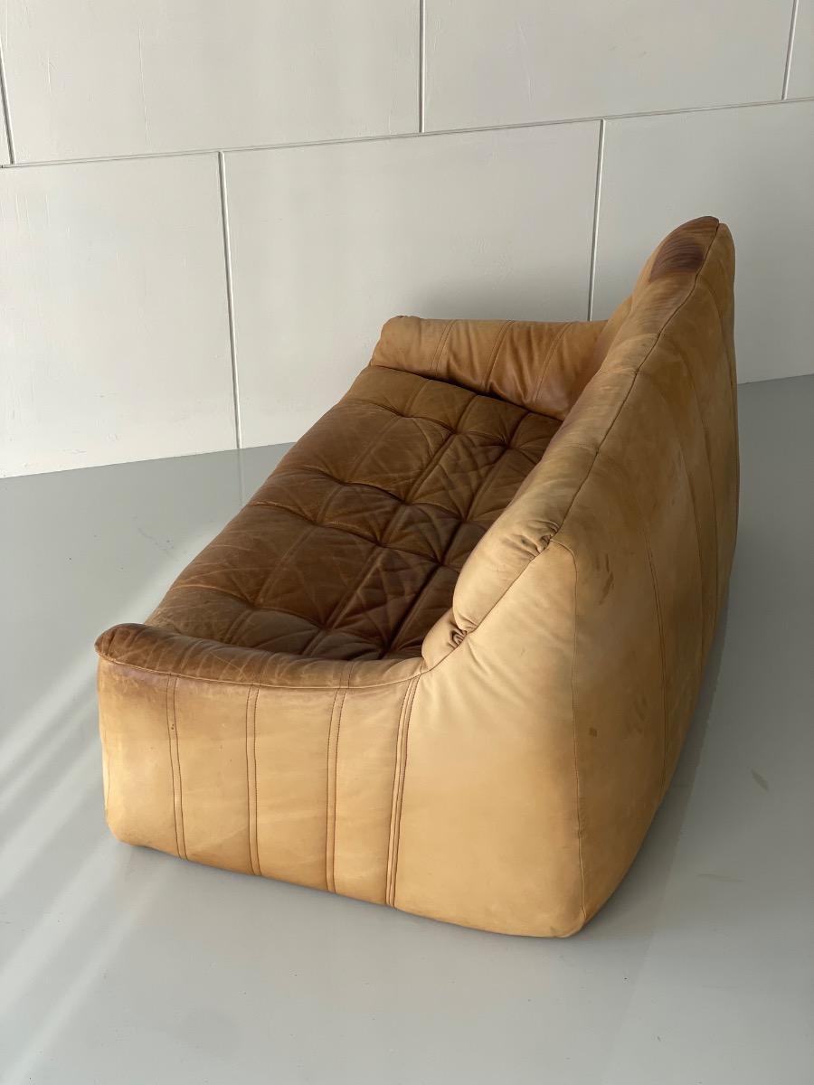 Vintage 2-seat sofa Rolf Benz in Cognac Leather, 1960s - 1st edition