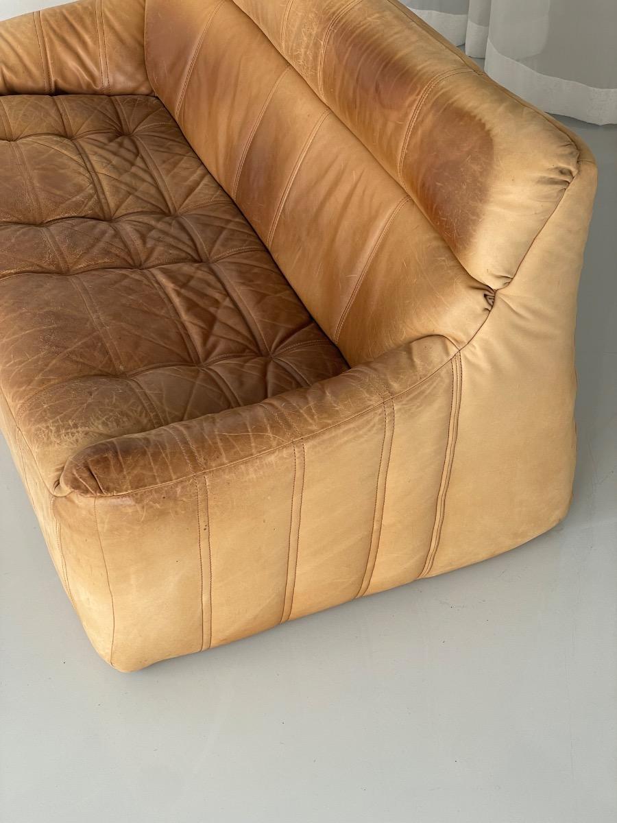 Vintage 2-seat sofa Rolf Benz in Cognac Leather, 1960s - 1st edition