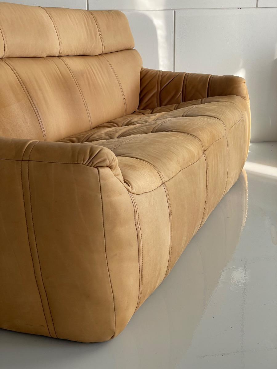 Vintage 3-seat sofa Rolf Benz in Cognac Leather, 1960s - 1st edition