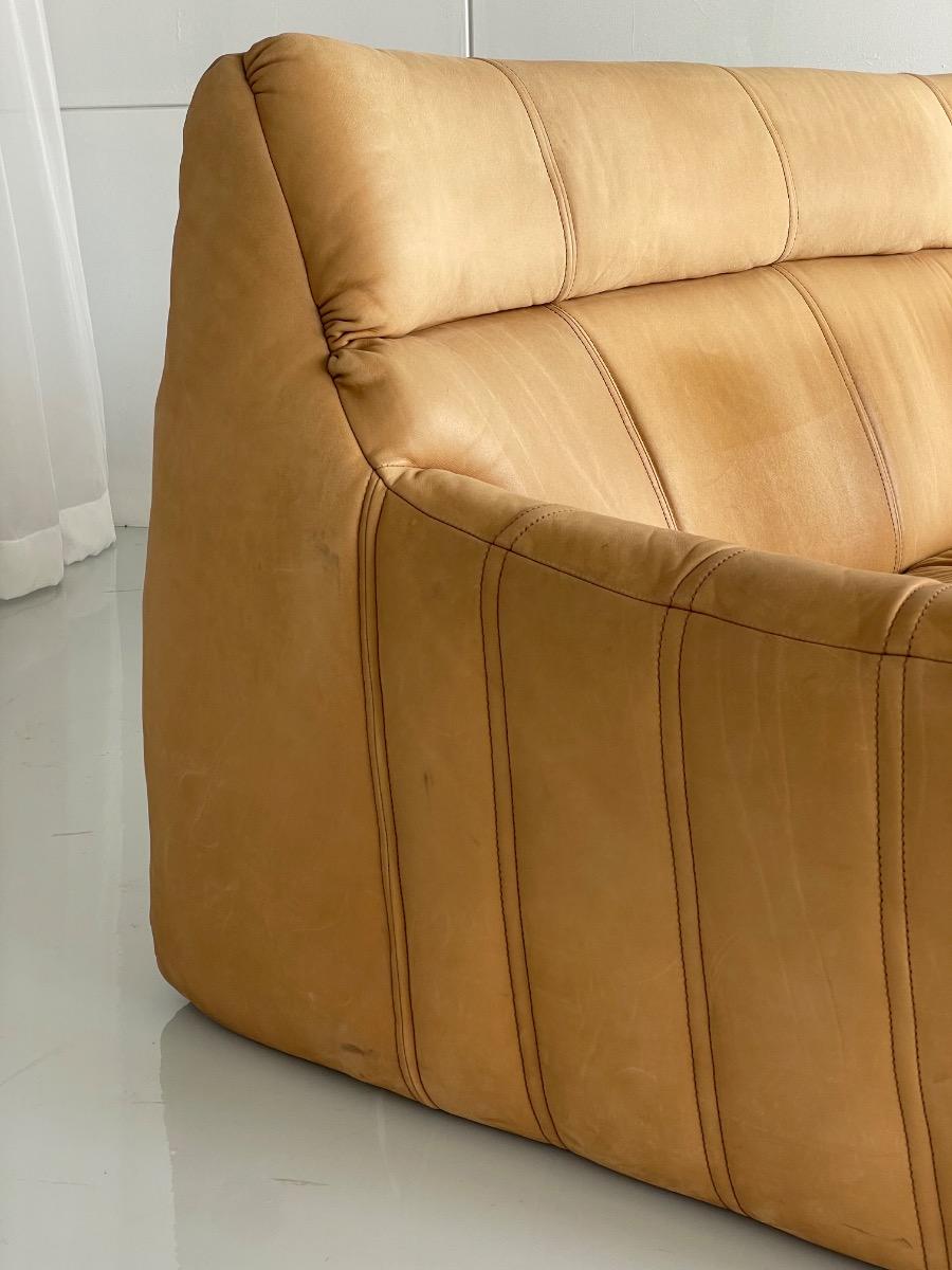 Vintage 3-seat sofa Rolf Benz in Cognac Leather, 1960s - 1st edition