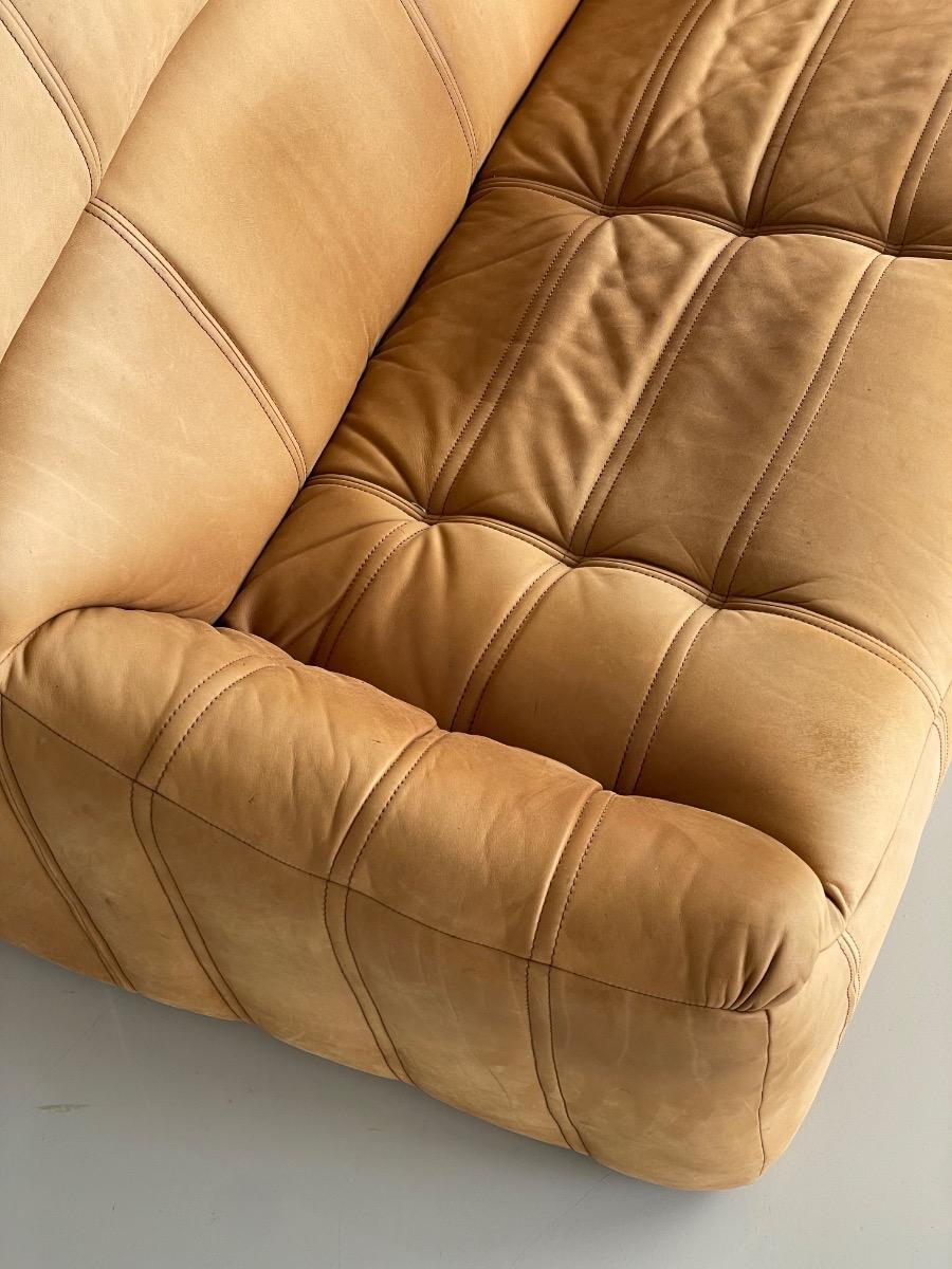 Vintage 3-seat sofa Rolf Benz in Cognac Leather, 1960s - 1st edition