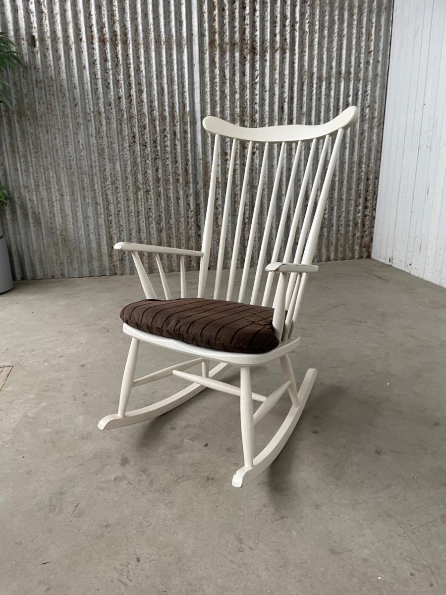 Vintage armchair - the Netherlands 1970s - Rocking chair white 