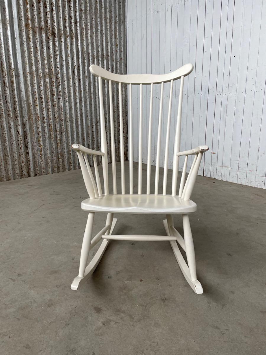 Vintage armchair - the Netherlands 1970s - Rocking chair white 