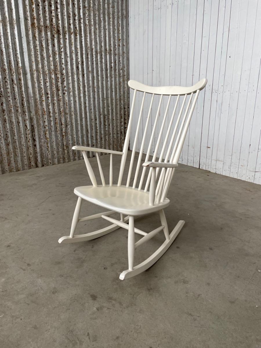 Vintage armchair - the Netherlands 1970s - Rocking chair white 