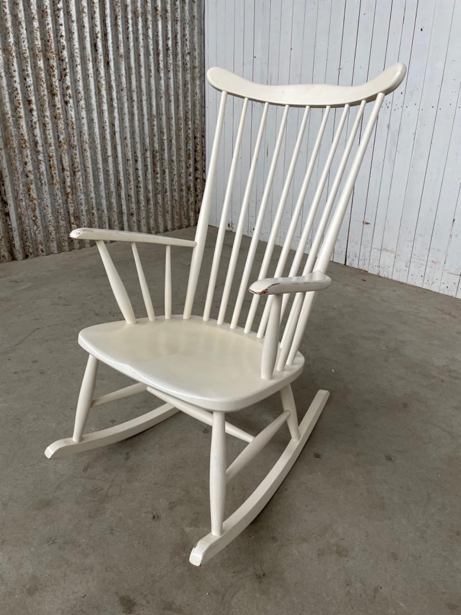 Vintage armchair - the Netherlands 1970s - Rocking chair white 