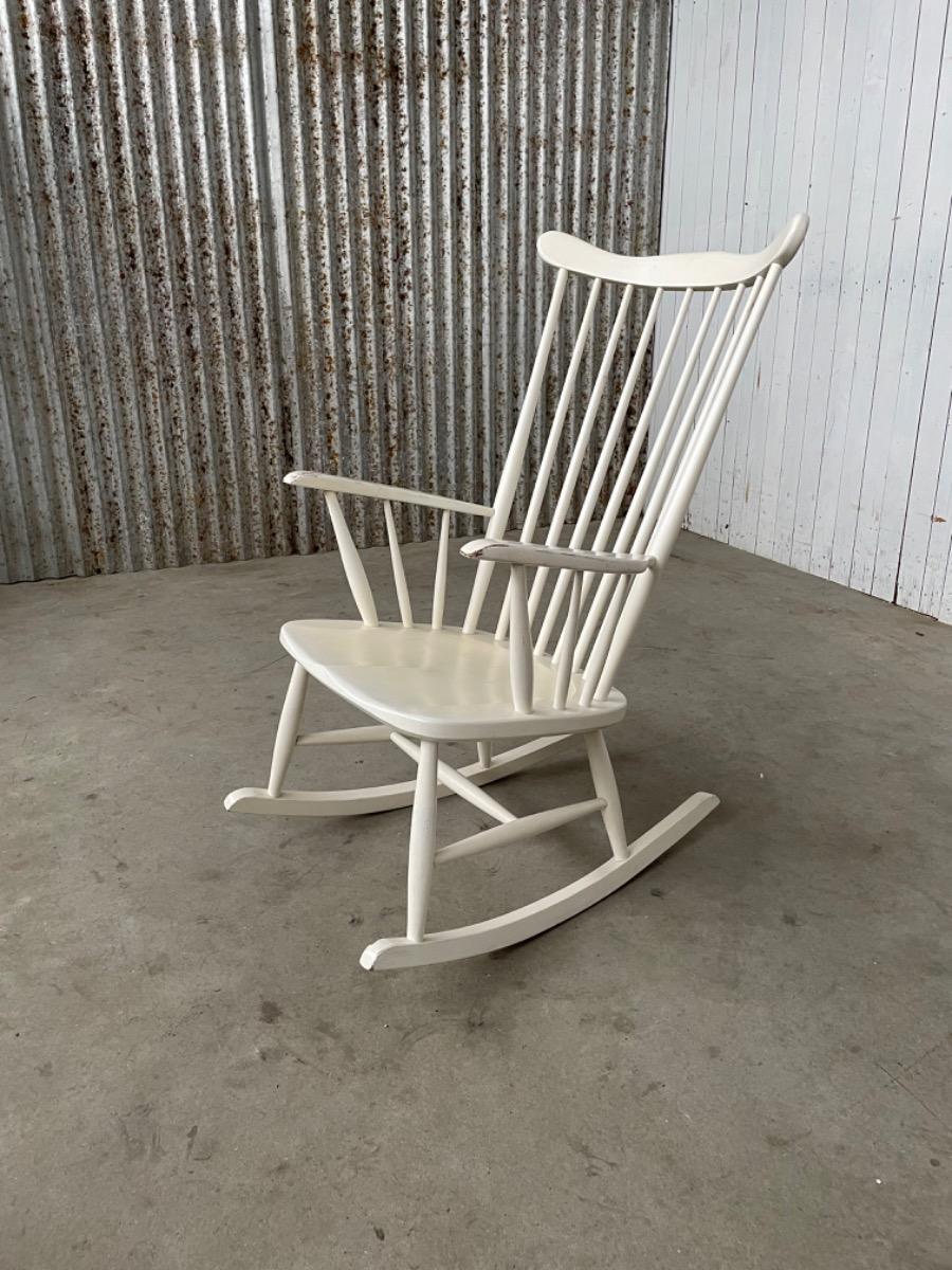 Vintage armchair - the Netherlands 1970s - Rocking chair white 