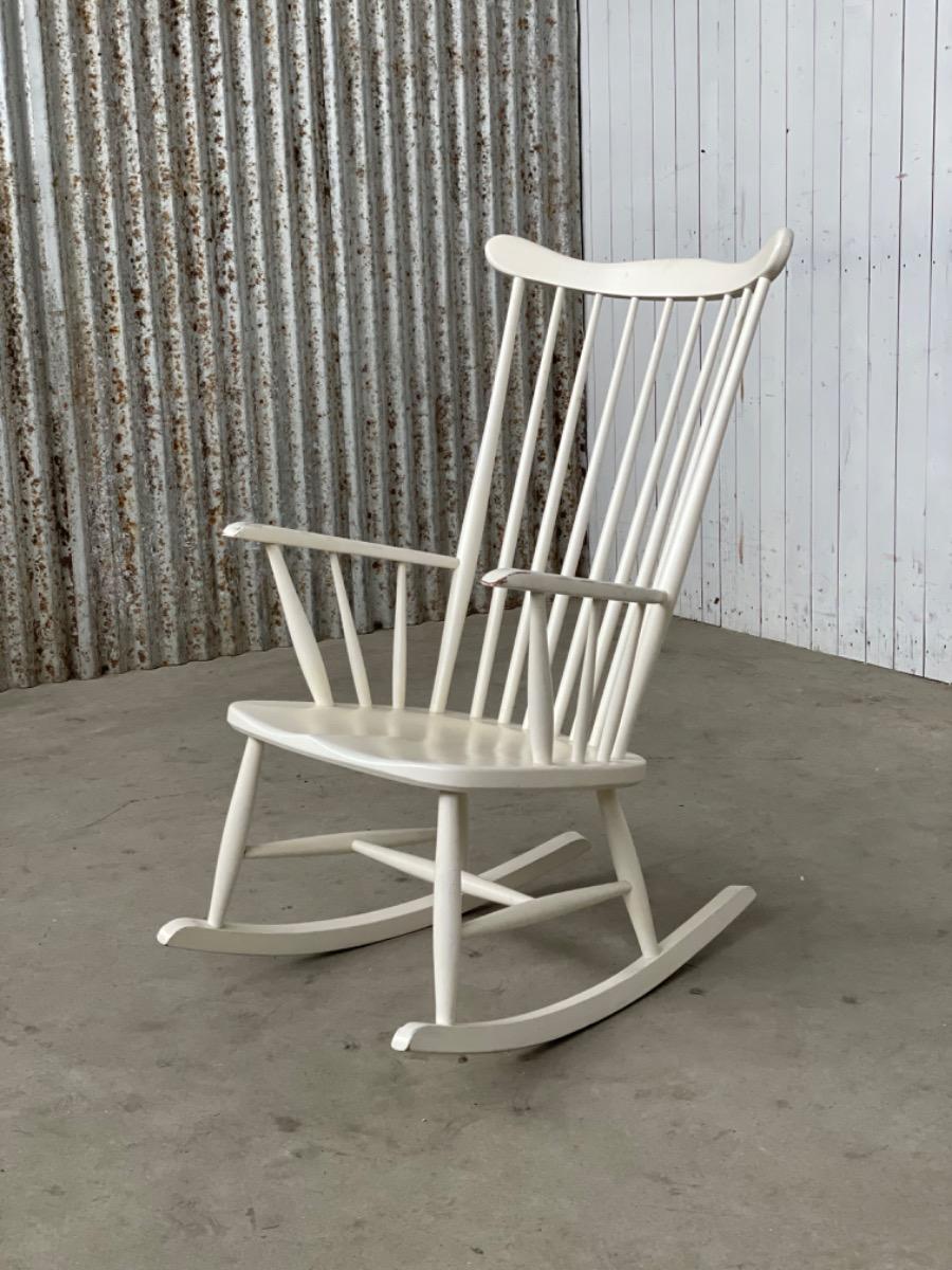 Vintage armchair - the Netherlands 1970s - Rocking chair white 