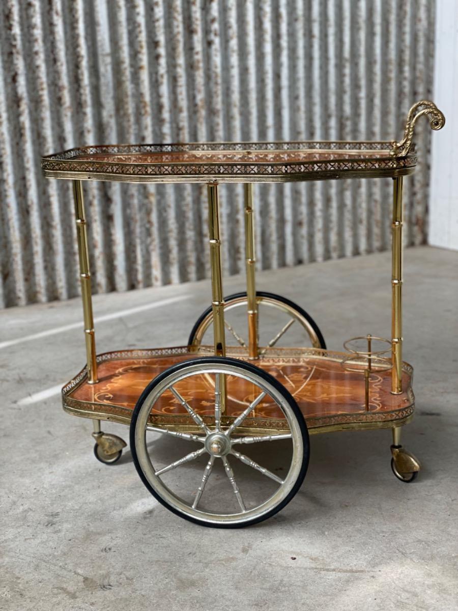 Vintage bar cart design brass, 1970s