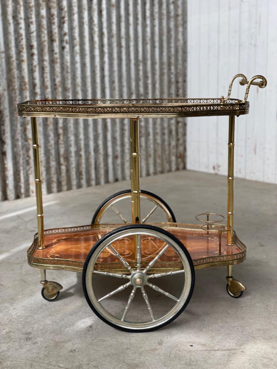 Vintage bar cart design brass, 1970s