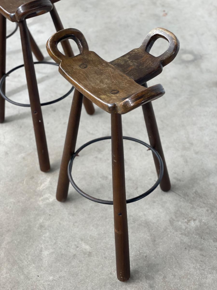 Vintage barstools Marbella brutalist design, Spain 1960s 