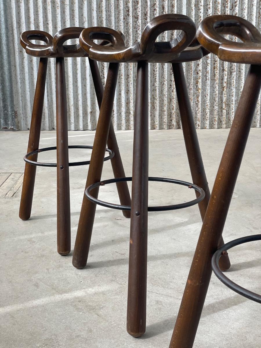 Vintage barstools Marbella brutalist design, Spain 1960s 