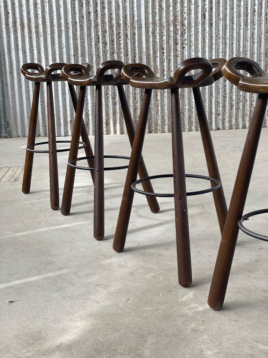 Vintage barstools Marbella brutalist design, Spain 1960s 