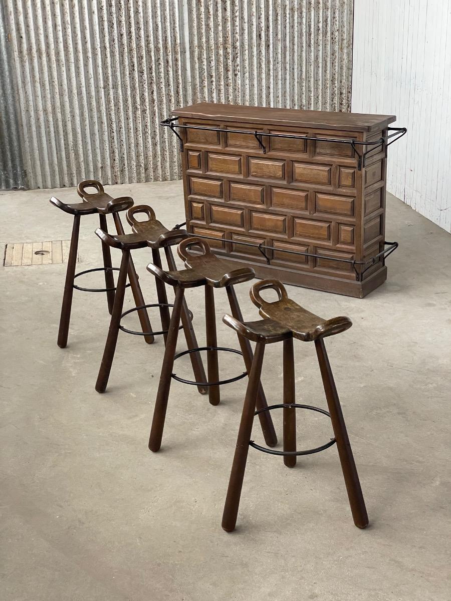 Vintage barstools Marbella brutalist design, Spain 1960s 