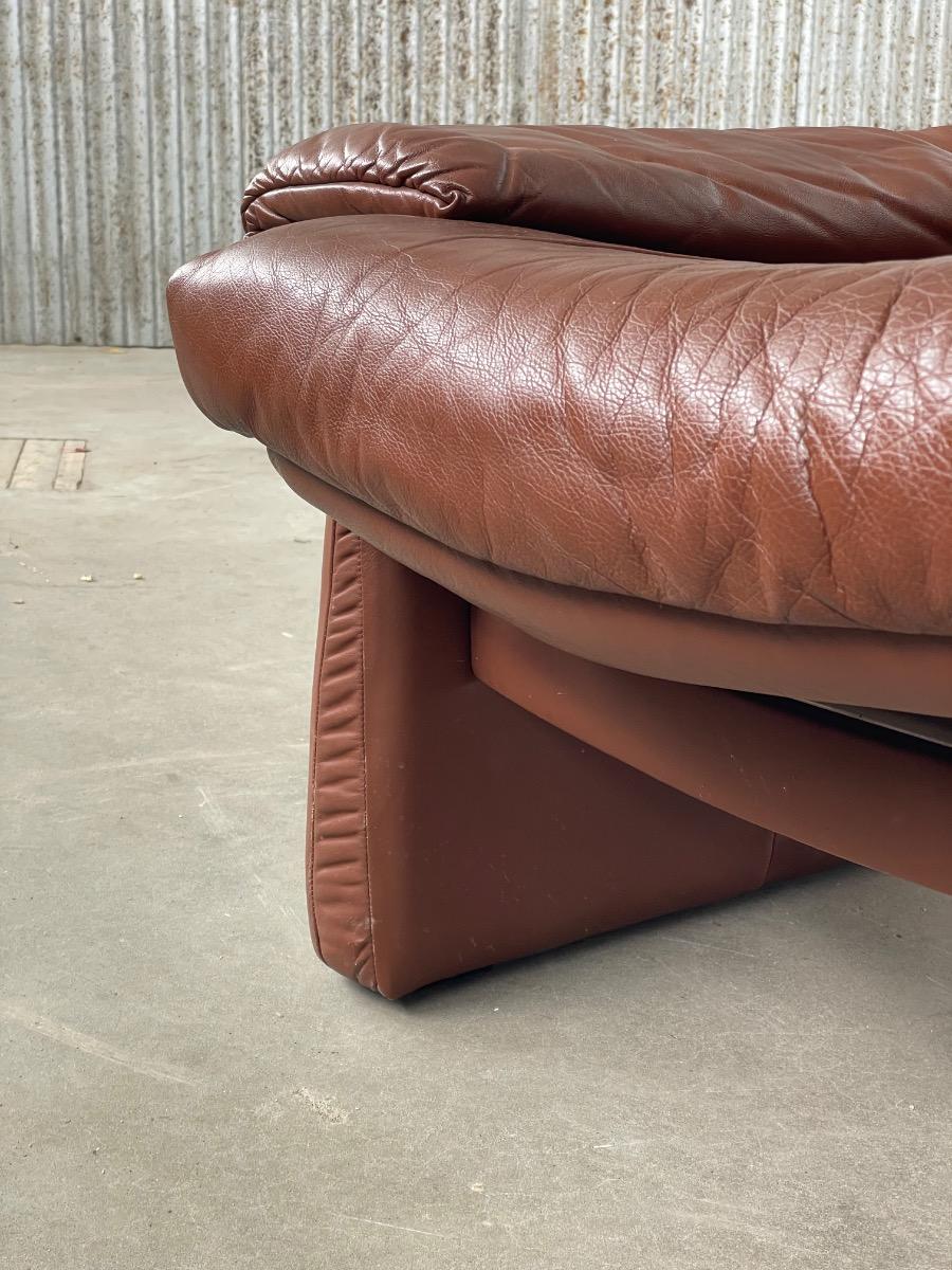 Vintage brown leather design loungechair 1970s 