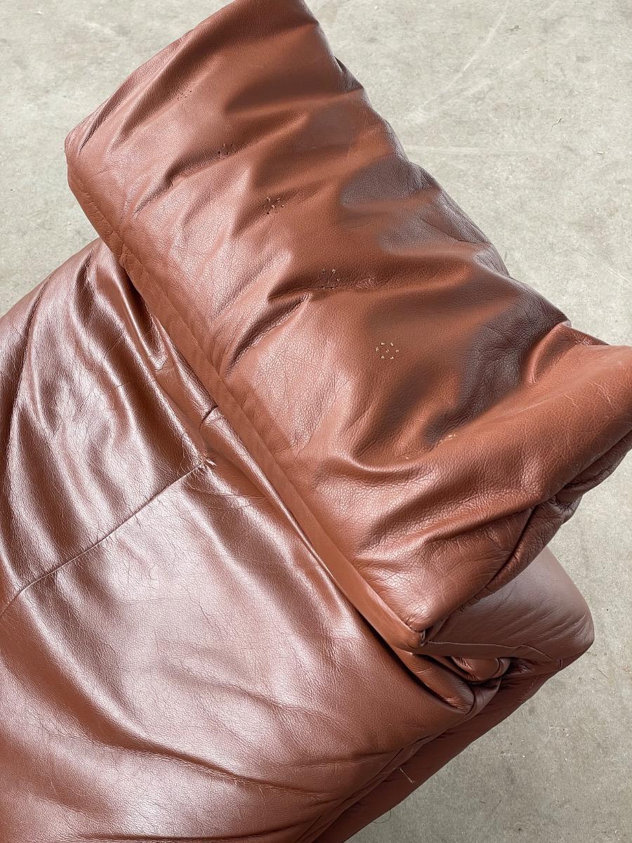 Vintage brown leather design loungechair 1970s 