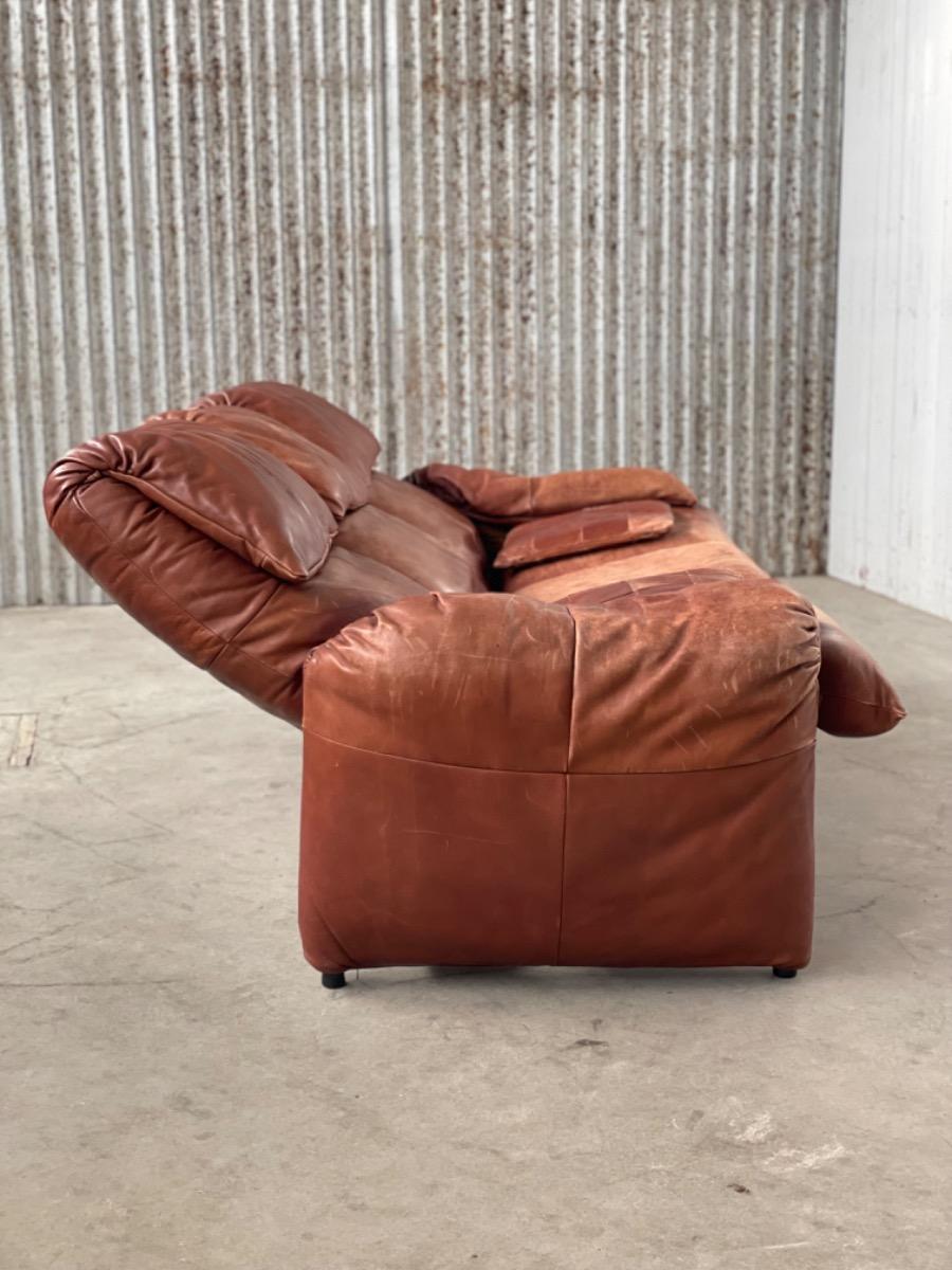 Vintage brown leather sofa/daybed, 1970 design