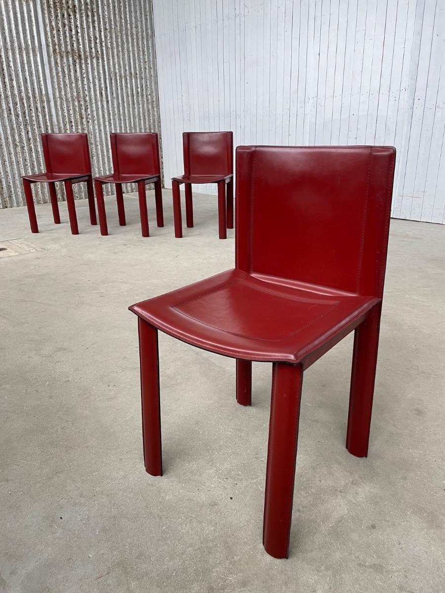 Vintage chairs - leather - Italy - Mario Bellini/Matteo Grassi style 