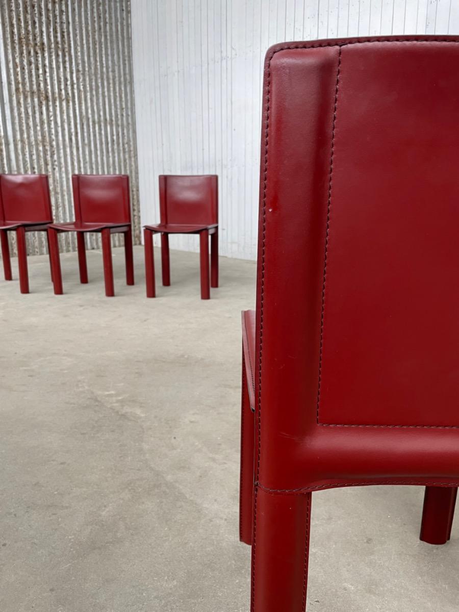 Vintage chairs - leather - Italy - Mario Bellini/Matteo Grassi style 