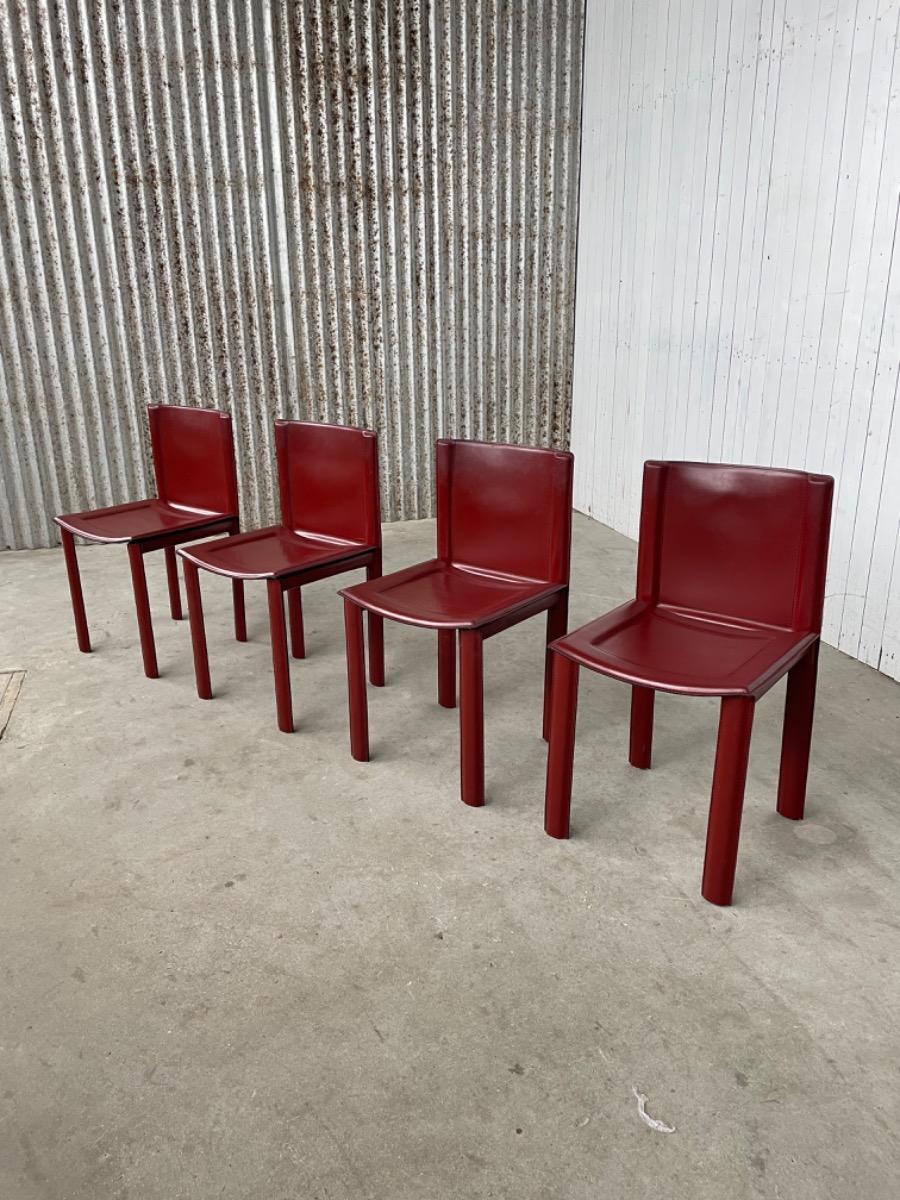 Vintage chairs - leather - Italy - Mario Bellini/Matteo Grassi style 