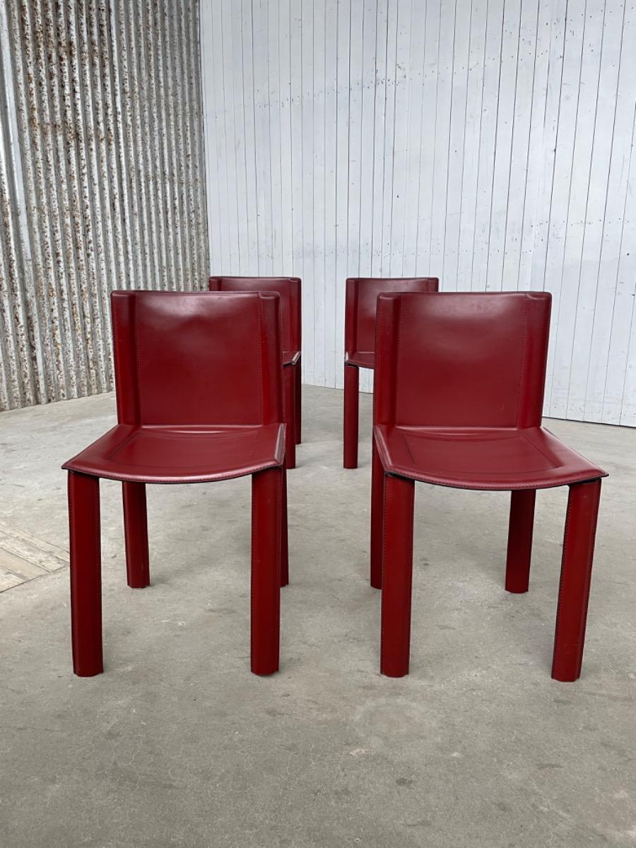Vintage chairs - leather - Italy - Mario Bellini/Matteo Grassi style 