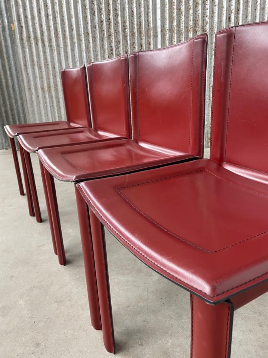 Vintage chairs - leather - Italy - Mario Bellini/Matteo Grassi style 