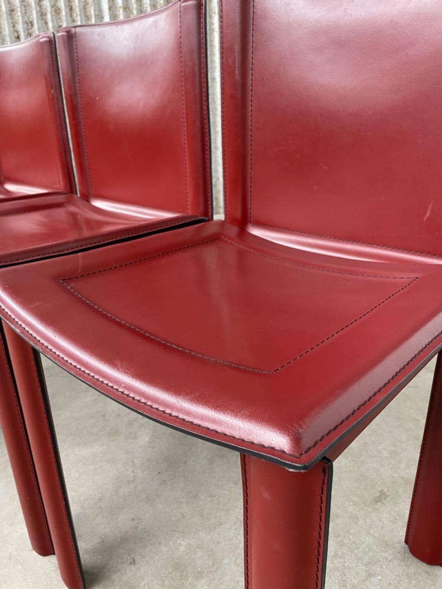 Vintage chairs - leather - Italy - Mario Bellini/Matteo Grassi style 