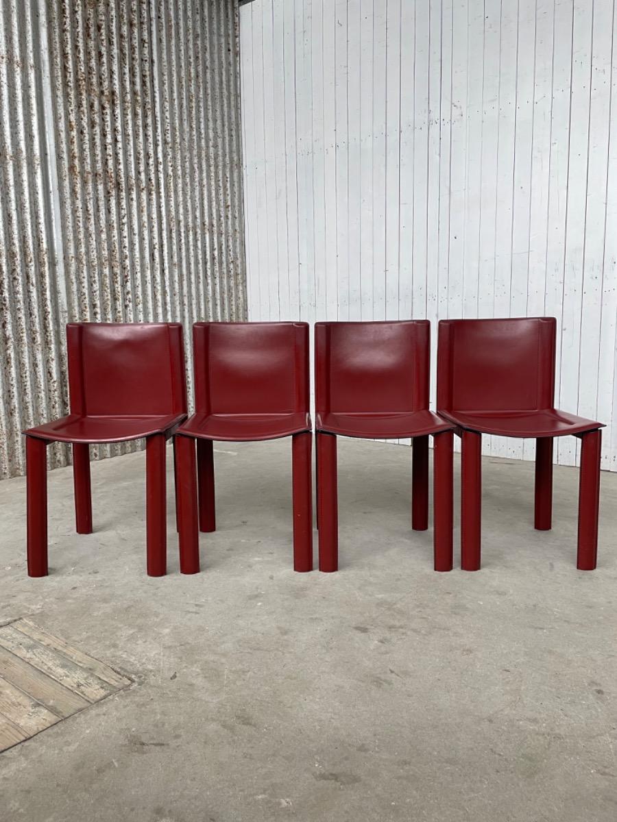 Vintage chairs - leather - Italy - Mario Bellini/Matteo Grassi style 