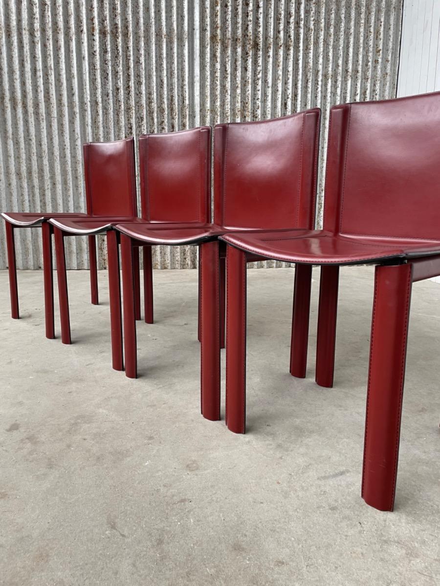 Vintage chairs - leather - Italy - Mario Bellini/Matteo Grassi style 