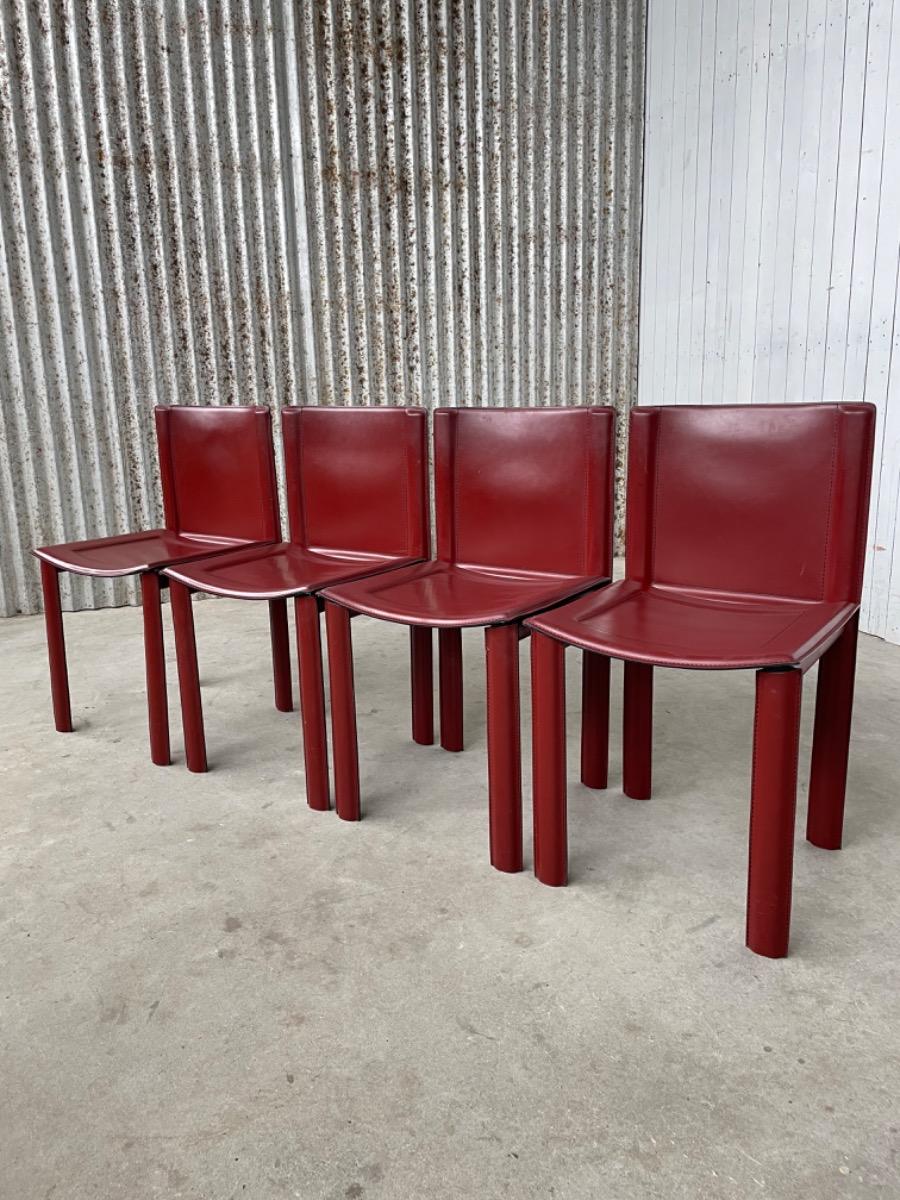 Vintage chairs - leather - Italy - Mario Bellini/Matteo Grassi style 